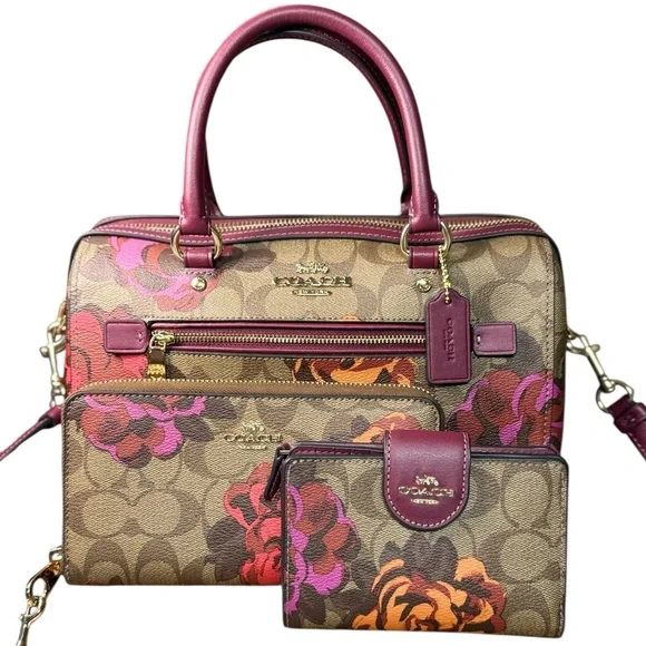 Coach Rowan Rose Signature Crossbody Satchel Set with Wallets (3 Piece Set) - Picture 2 of 15